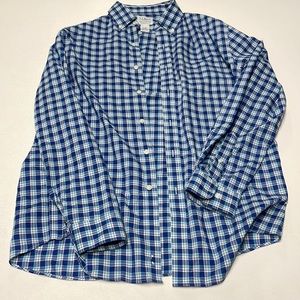 LL Bean Traditional Fit Button Down, Blue/White (Medium)